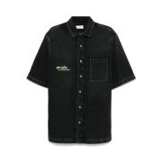 Off White Svart Button-Up Skjorta med Arrows Logo Black, Herr