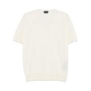 Tom Ford Beige Ribbed Crew Neck Sweater White, Herr