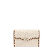 Valentino Garavani Rockstud Shearling Axelväska White, Dam