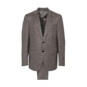 Caruso Pinstripe Herringbone Blazer och Byxor Set Gray, Herr