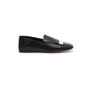 Sergio Rossi Platt läderloafers Black, Dam