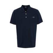 A.p.c. Navy Blue Broderad Logotyp Polo T-shirt Blue, Herr