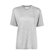 Armarium Lyxig Ullblandad Crew Neck T-shirt Gray, Dam