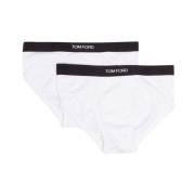 Tom Ford Logo Waistband Briefs (Set om två) White, Herr