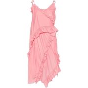 Cecilie Bahnsen Flamingo Pink Ruffled Klänning med Bandstroppar Pink, ...