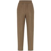 Brunello Cucinelli Olivbrun Elastisk Midjehbyxor Brown, Dam