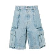 Nahmias Denim Cargo Shorts Blue, Herr