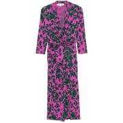 Diane Von Furstenberg Blommig Draperad Klänning Multicolor, Dam