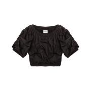 Isabel Marant Étoile Svart Off-Shoulder Crop Top Black, Dam