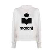 Isabel Marant Étoile Ecru Flocked-Logo Sweatshirt White, Dam