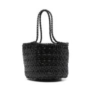 Dragon Diffusion Svart Läder Korg Väv Tote Black, Dam