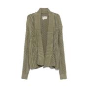 Greg Lauren Chunky Olive Green Stickad Kofta Green, Herr