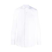 Mazzarelli Vit Bomull Poplin Klassisk Skjorta White, Herr