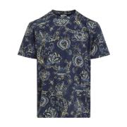 Etro Blått Tryck T-shirt Roma Stil Blue, Herr