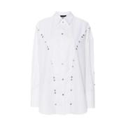 Mugler Vit Bomull Poplin Panel Skjorta White, Herr