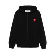 Comme des Garçons Play Svart huvtröja med dubbelhjärtat lapp Black, He...