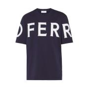 Salvatore Ferragamo Navy Blue Logo Print T-shirt Blue, Herr