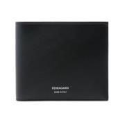 Salvatore Ferragamo Svart Läder Bi-Fold Plånbok Black, Herr