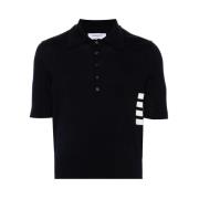 Thom Browne Navy Blue Polo Krage Sweater Blue, Herr