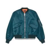 A.p.c. Teal Blue Dragkedja Fram Outerwear Blue, Dam