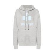 Isabel Marant Étoile Grå Melange Hoodie med Flocked Logo Gray, Dam