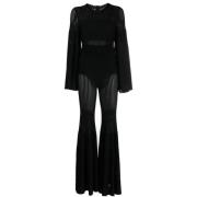 Antonino Valenti Desiree Ribbad Flared Jumpsuit Black, Dam