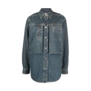 Isabel Marant Stonewashed Denim Overshirt Blue, Dam