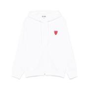 Comme des Garçons Play Vit Huvtröja med Dubbel Hjärta Patch White, Her...