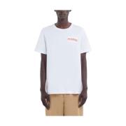 Marni Vit Bomull Logo Print T-shirt White, Herr