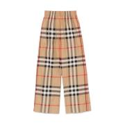 Burberry Vintage Check Wide Leg Byxor Beige, Dam