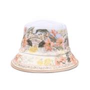 Zimmermann Blommig Linne Canvas Flat Crown Hat Multicolor, Dam