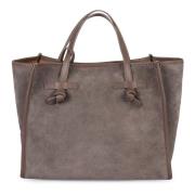 Gianni Chiarini Suede Miss Väska med Läderhandtag Gray, Dam