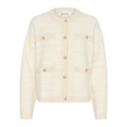 Karen by Simonsen Feminin Kofta med Vackra Knappar Beige, Dam