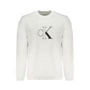 Calvin Klein Fleece Logo Sweatshirt Rund Hals Återvunnen Bomull White,...