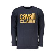 Cavalli Class Borstad Sweatshirt med Tryckt Logotyp Blue, Herr