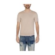 Gianni Lupo Beige Viskos T-shirt Kortärmad Herr Beige, Herr