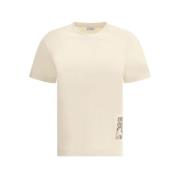 Burberry Logotyp T-shirt med ribbad halsringning Beige, Dam