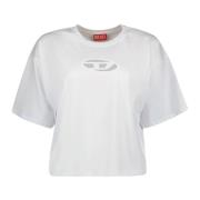 Diesel Vit Crop T-shirt med korta ärmar White, Dam