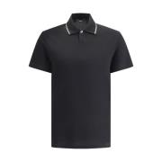 Versace Monokrom Polo Skjorta med Ribbad Krage Black, Herr