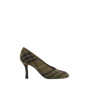 Burberry Stiletto Baby Pumps med Check Print Green, Dam