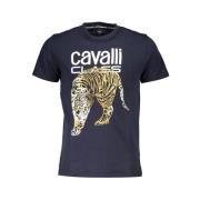 Cavalli Class Blå Bomull Tryckt Logotyp T-shirt Blue, Herr