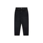 Edwin Svarta Denim Tapered Leg Byxor Black, Dam