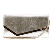 Jimmy Choo Metallisk Läderclutch med Flaplås Pink, Dam