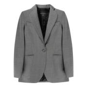 Hebe Studio Grå Cady Blazer med Satin Detaljer Gray, Herr