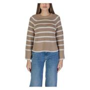 Vila Vår/Sommar Dam Bomulls Sweatshirt Beige, Dam