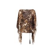 Roberto Cavalli Appaloosa Print Kaftan med Batwing Ärmar Brown, Dam