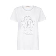 Roberto Cavalli RC Monogram Glitter T-shirt White, Dam