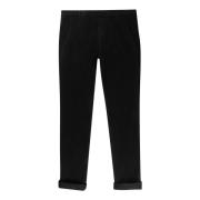 Dondup Stretch Satin Bomull Chino Byxor Black, Herr