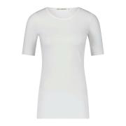 Lis Lareida Bomull T-shirt Rund hals Slim fit White, Dam