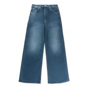 Mother Lyxig Denim Wide Leg Jeans Blue, Dam